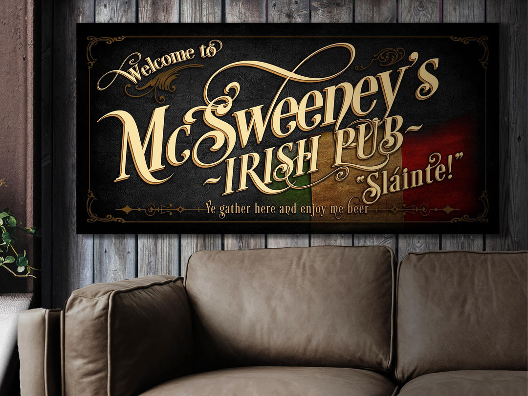 Irish Pub Sign Personalized, Irish Bar Wall Decor, Personalized Irish Pub & Bar Sign, Vintage Irish Pub Canvas, Irish Pub Metal Sign