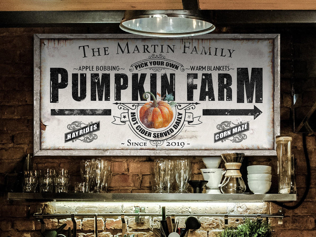 Pumpkin Farm Sign | Farmhouse Pumpkin Sign | Personalized Fall Sign | Autumn Sign | Custom Family Name Fall Sign | Autumn Pumpkin Decor