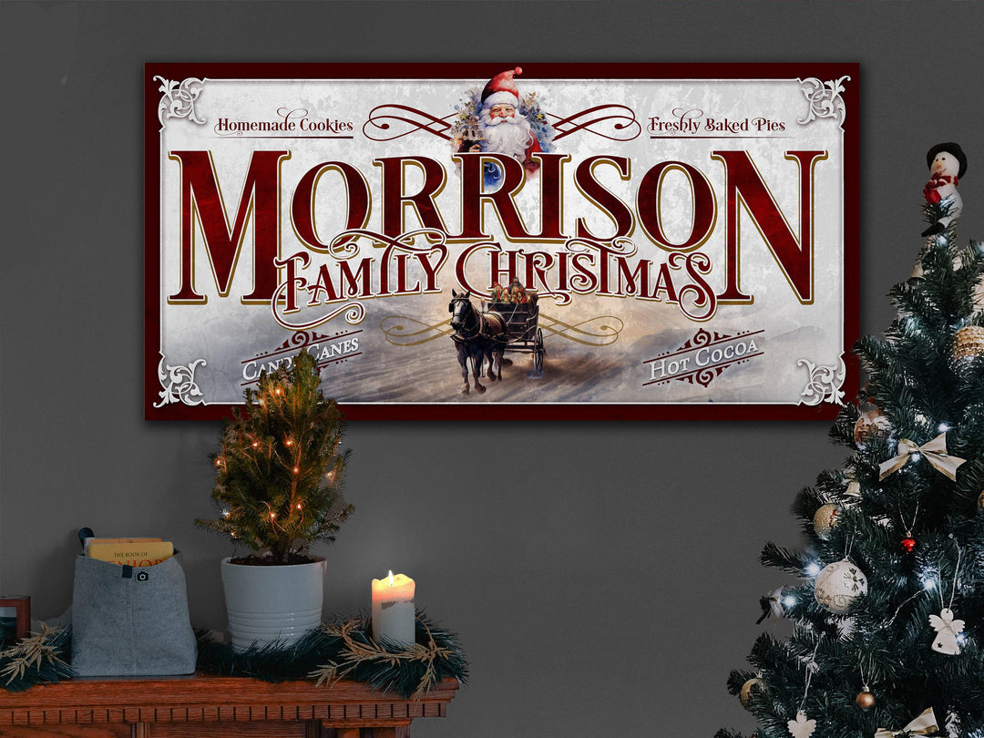Vintage Santa Christmas Sign | Santa Christmas Decor Sign | Personalized Christmas Sign | Old Fashioned Christmas Sign on Canvas or Metal