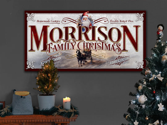 Vintage Santa Christmas Sign | Santa Christmas Decor Sign | Personalized Christmas Sign | Old Fashioned Christmas Sign on Canvas or Metal