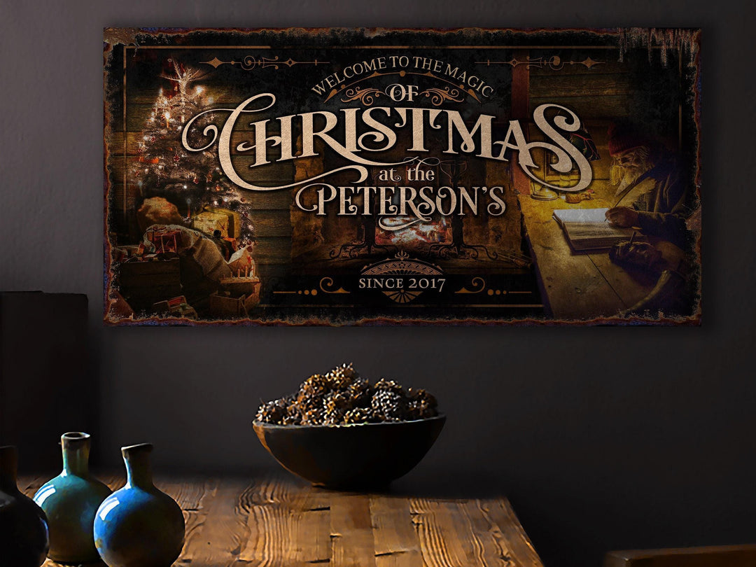 Family Name Christmas Sign | Christmas Magic Sign | Personalized Christmas Sign | Farmhouse Christmas | Wall Decor | Urban Rust Sign