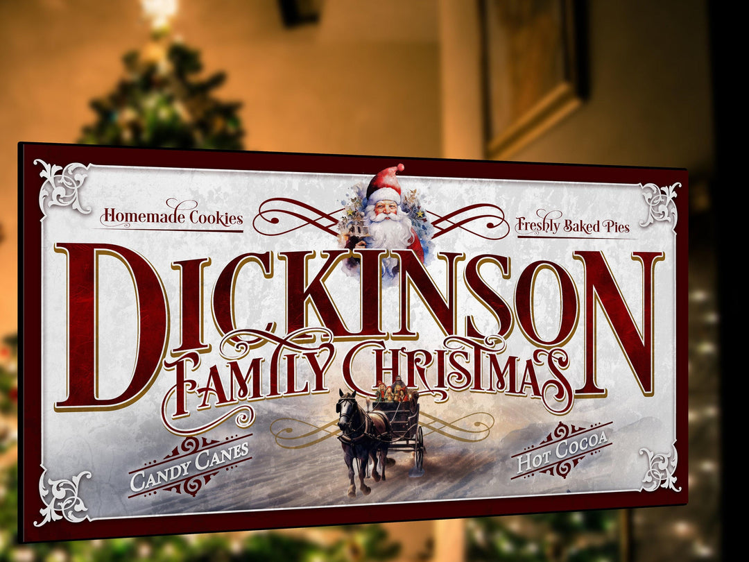 Vintage Santa Christmas Sign | Santa Christmas Decor Sign | Personalized Christmas Sign | Old Fashioned Christmas Sign on Canvas or Metal