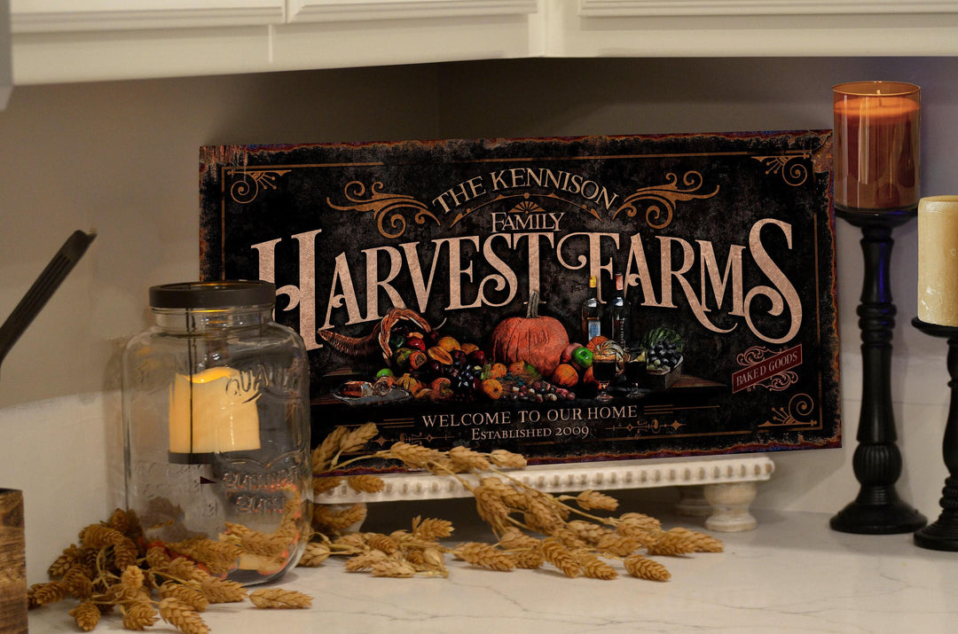 Harvest Farm Sign | Fall Harvest Sign | Rustic Fall Decor | Autumn Vintage Sign | Farm Wall Decor | Personalized Distressed Sign