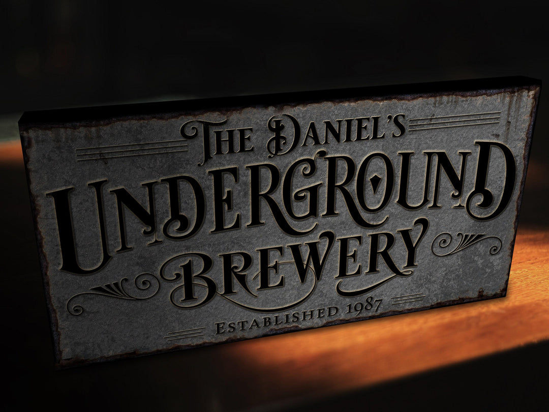 Underground Brewery Sign | Personalized Brewery Bar Sign | Lower Level Beer Brewery Sign | Man Cave Decor | Customized Brewery Bar Sign