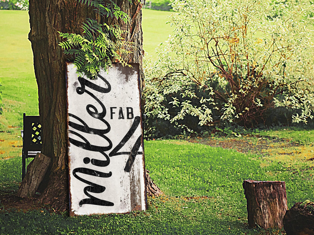 Fabulous 'Fab' Family Sign | Vertical White Family Name Sign | Personalized Family Sign | Large Canvas Wall Art | Large Metal Wall Art