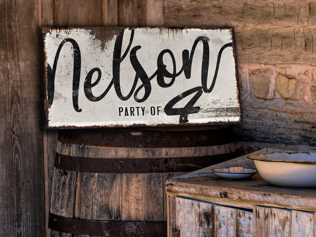 Party of Family Sign | Rustic Family Party of Sign | Large Personalized Family Party of Sign | Large Canvas Wall Art | Large Metal Wall Art