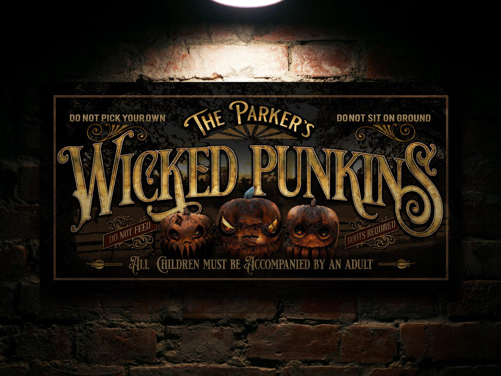 Custom Wicked Pumpkins Sign | Halloween Pumpkin Sign | Scary Halloween Sign | Pumpkin Farm | Pumpkin Patch | Vintage Personalized Sign
