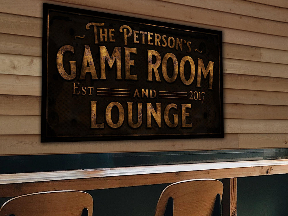 Primitive Game Room and Lounge Sign | Personalized Game Room Lounge Sign | Family Game Room Sign | Family Name Sign | Home Bar Sign