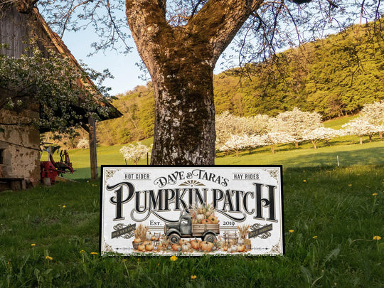 Pumpkin Patch Sign | Pumpkin Farm Sign | Personalized Fall Sign | Autumn Vintage Sign | Light Family Name Fall Sign | Autumn Pumpkin Decor