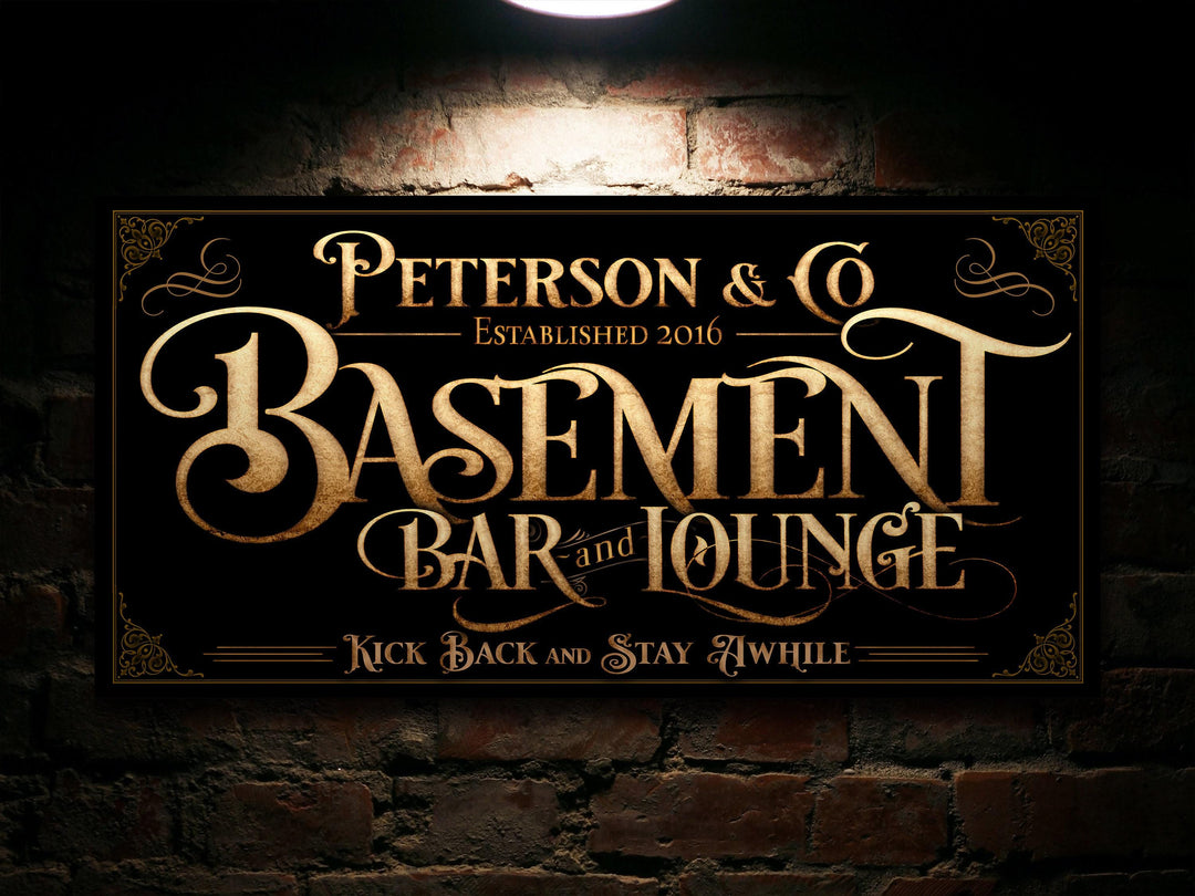 Basement Bar & Lounge Sign - Metal or Canvas! | Custom Basement Bar Sign | Modern Farmhouse Sign | Basement Bar Decor | Custom Basement Sign
