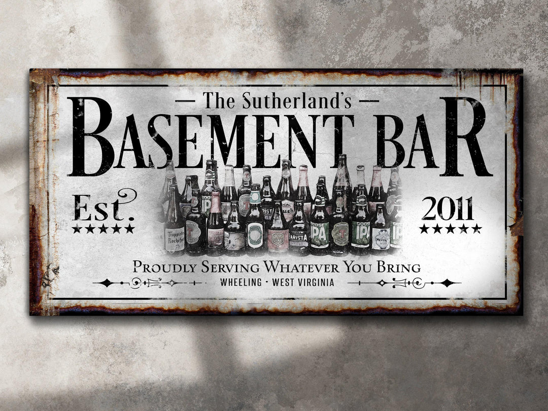 Basement Bar Sign | Custom Bar Sign | Custom Name Sign | Man Cave Sign | Bar Wall Decor | Distressed Sign