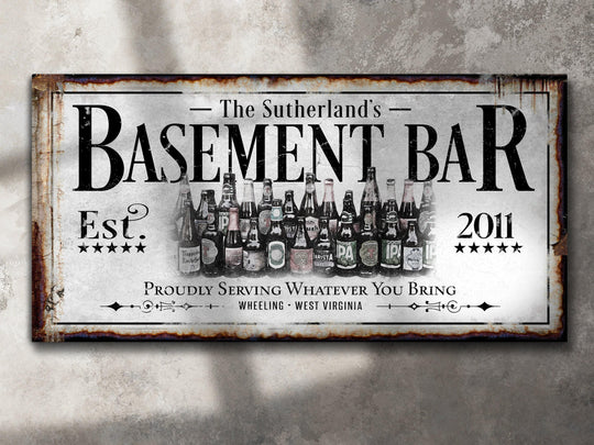 Basement Bar Sign | Custom Bar Sign | Custom Name Sign | Man Cave Sign | Bar Wall Decor | Distressed Sign