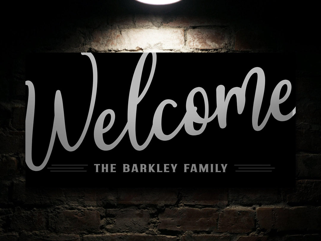 Welcome Family Name Sign | Rustic Welcome Sign | Large Personalized Family Name Sign | Large Canvas Wall Art | Large Metal Wall Art