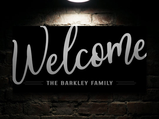Welcome Family Name Sign | Rustic Welcome Sign | Large Personalized Family Name Sign | Large Canvas Wall Art | Large Metal Wall Art