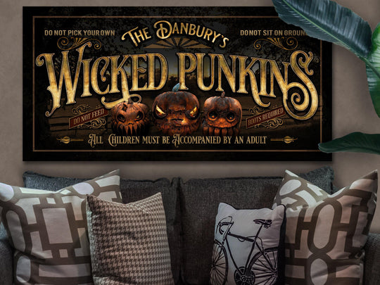 Custom Wicked Pumpkins Sign | Halloween Pumpkin Sign | Scary Halloween Sign | Pumpkin Farm | Pumpkin Patch | Vintage Personalized Sign