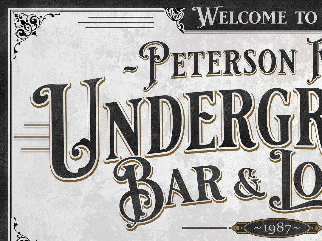 Personalized Underground Bar & Lounge Sign | Customized Bar Sign | Family Underground Bar Lounge Sign | Large Metal or Canvas Wall Art