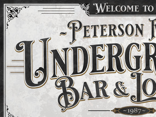 Personalized Underground Bar & Lounge Sign | Customized Bar Sign | Family Underground Bar Lounge Sign | Large Metal or Canvas Wall Art