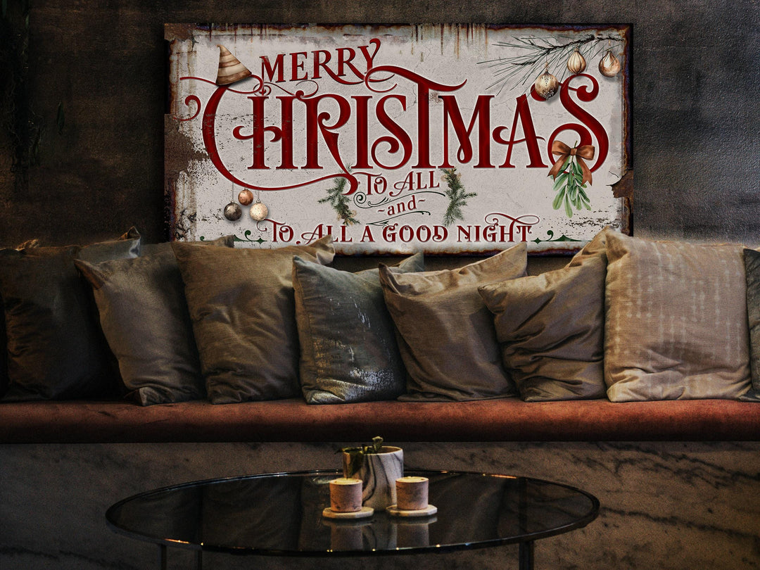 Large Merry Christmas Sign | Merry Christmas To All | Rustic Christmas Sign | Farmhouse Christmas | Large Canvas | Large Metal