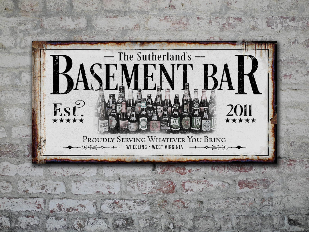 Basement Bar Sign | Custom Bar Sign | Custom Name Sign | Man Cave Sign | Bar Wall Decor | Distressed Sign