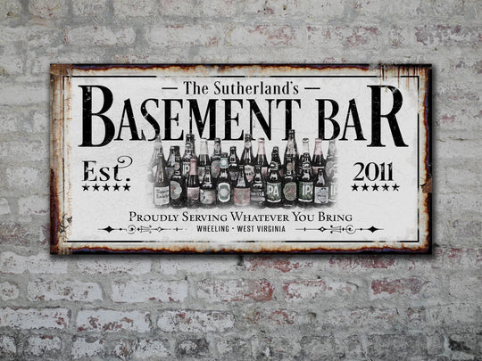 Basement Bar Sign | Custom Bar Sign | Custom Name Sign | Man Cave Sign | Bar Wall Decor | Distressed Sign