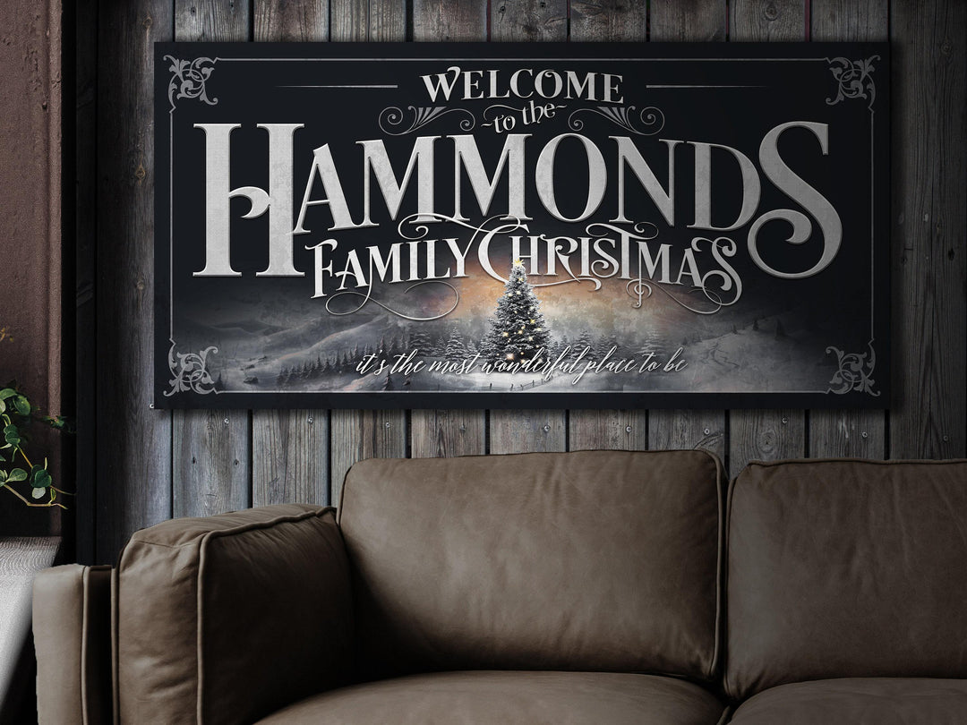Vintage Christmas Tree Sign | Christmas Tree Decor Sign | Personalized Family Name Christmas Sign | X-Large Old Fashioned Christmas Sign