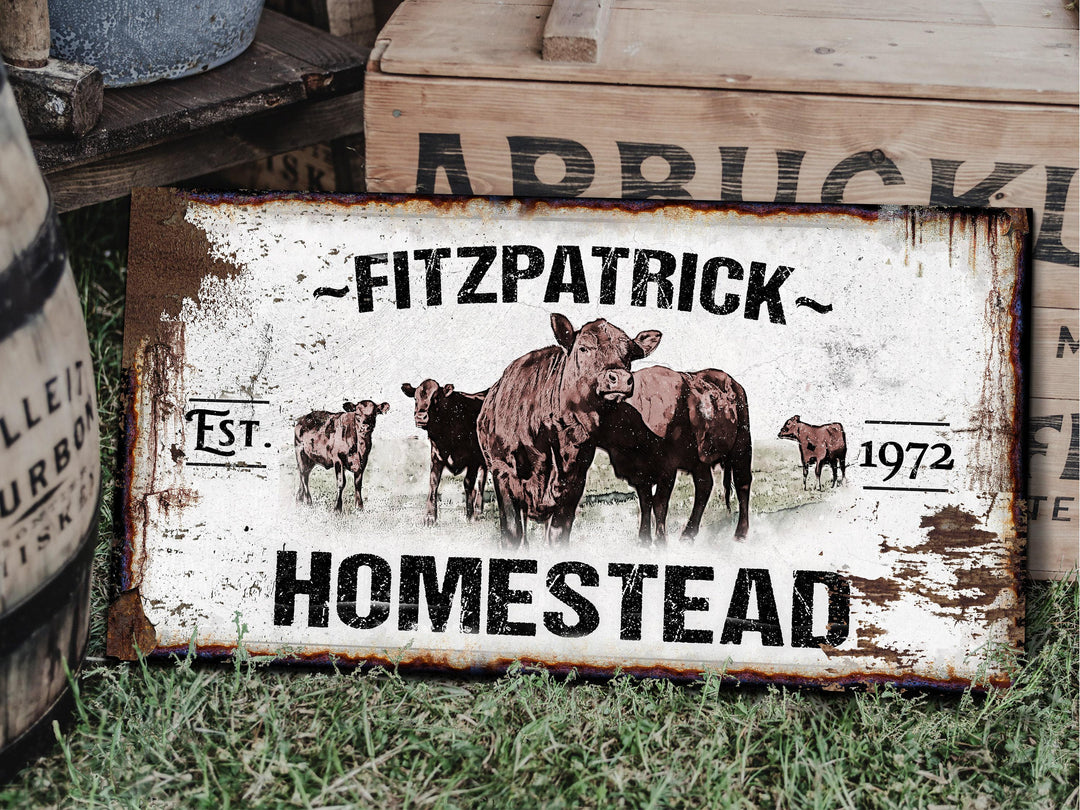 Custom Cattle Ranch Farm Sign, Personalized Last Name Homestead Sign, Farmhouse Rancher Gift
