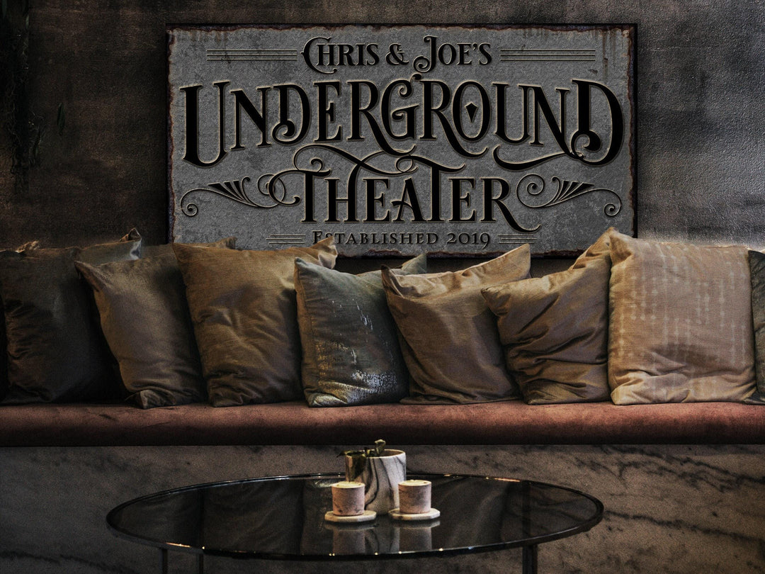 Basement Theater Sign | Personalized Theater Sign | Lower Level Sign | Man Cave Decor | Customized Theater Sign for Lower Level Underground
