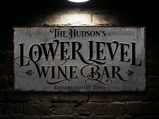 Lower Level Wine Bar Sign | Personalized Wine Bar Sign | Lower Level Sign | Man Cave Decor | Customized Wine Tasting Sign for Lower Level