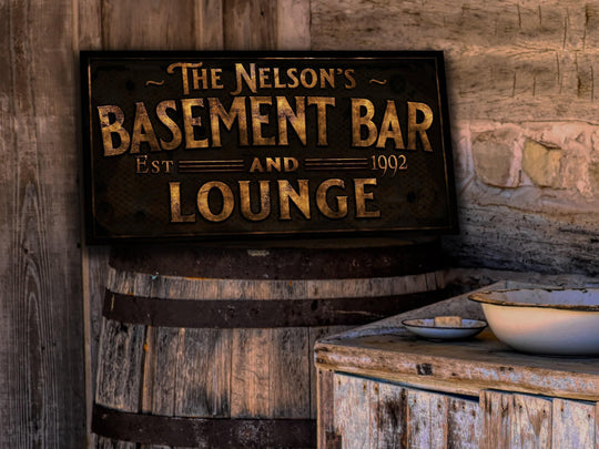 Primitive Basement Bar and Lounge Sign