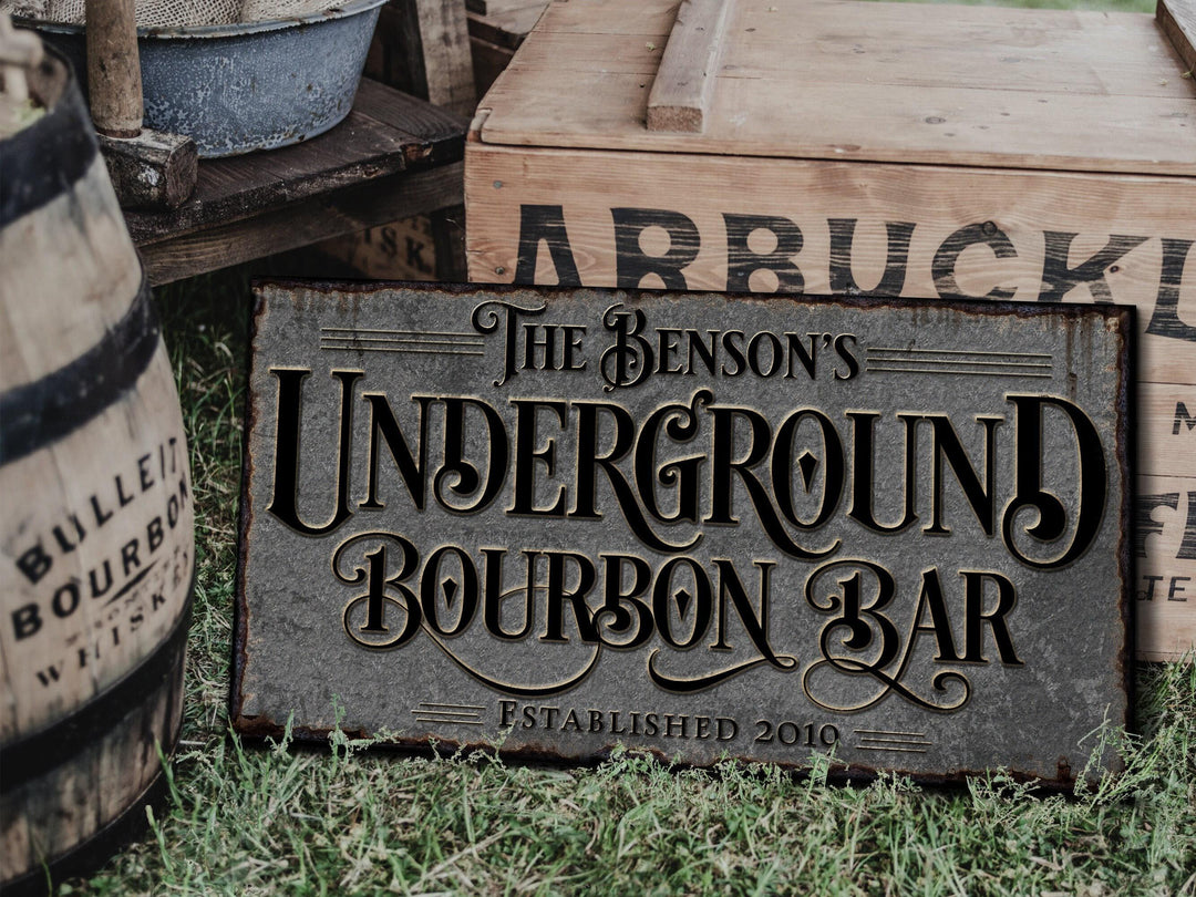 Underground Bourbon Bar Sign | Personalized Bar Sign | Lower Level Sign | Man Cave Decor | Customized Bourbon Bar Sign for Lower Level