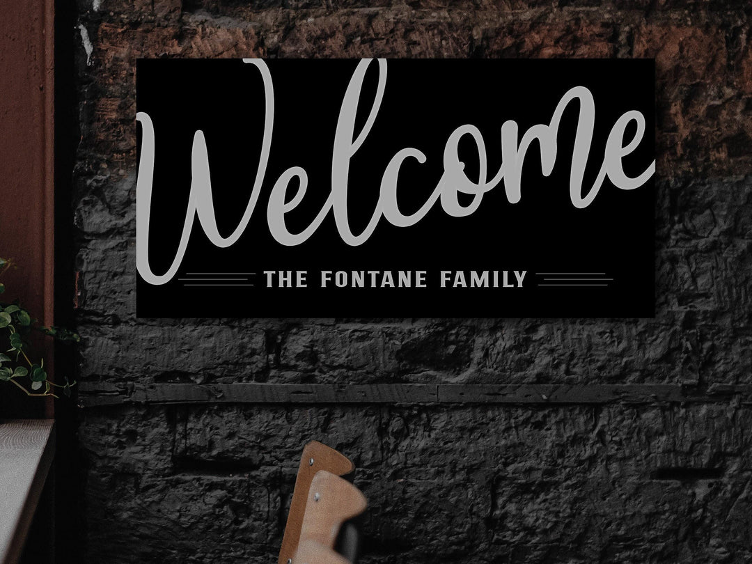 Welcome Family Name Sign | Rustic Welcome Sign | Large Personalized Family Name Sign | Large Canvas Wall Art | Large Metal Wall Art