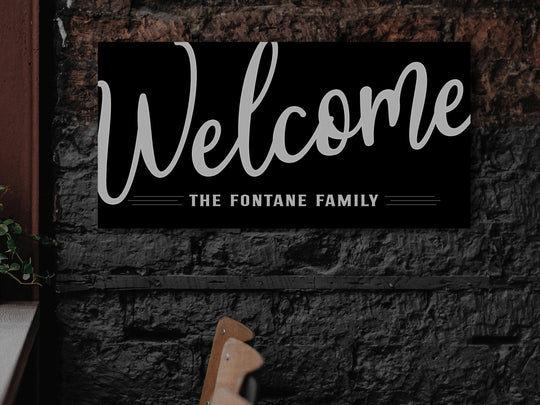 Welcome Family Name Sign | Rustic Welcome Sign | Large Personalized Family Name Sign | Large Canvas Wall Art | Large Metal Wall Art