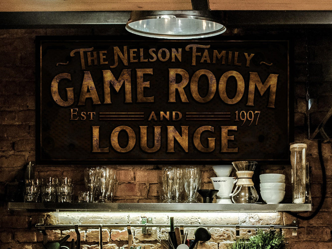 Primitive Game Room and Lounge Sign | Personalized Game Room Lounge Sign | Family Game Room Sign | Family Name Sign | Home Bar Sign
