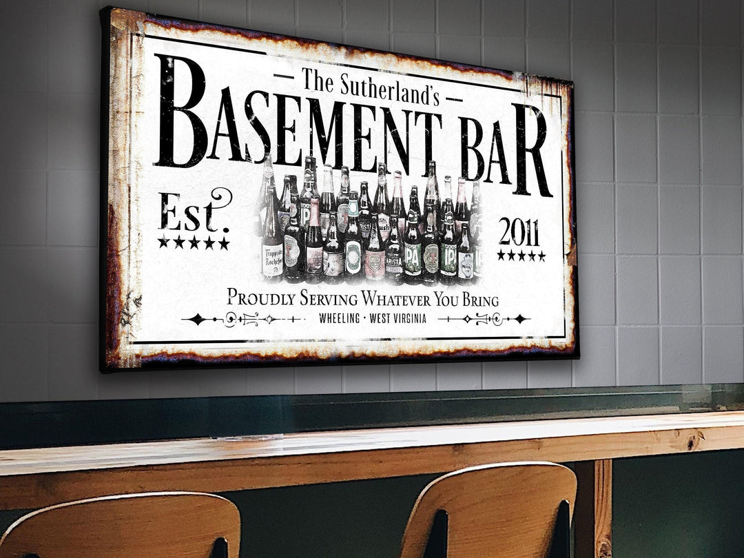 Basement Bar Sign | Custom Bar Sign | Custom Name Sign | Man Cave Sign | Bar Wall Decor | Distressed Sign