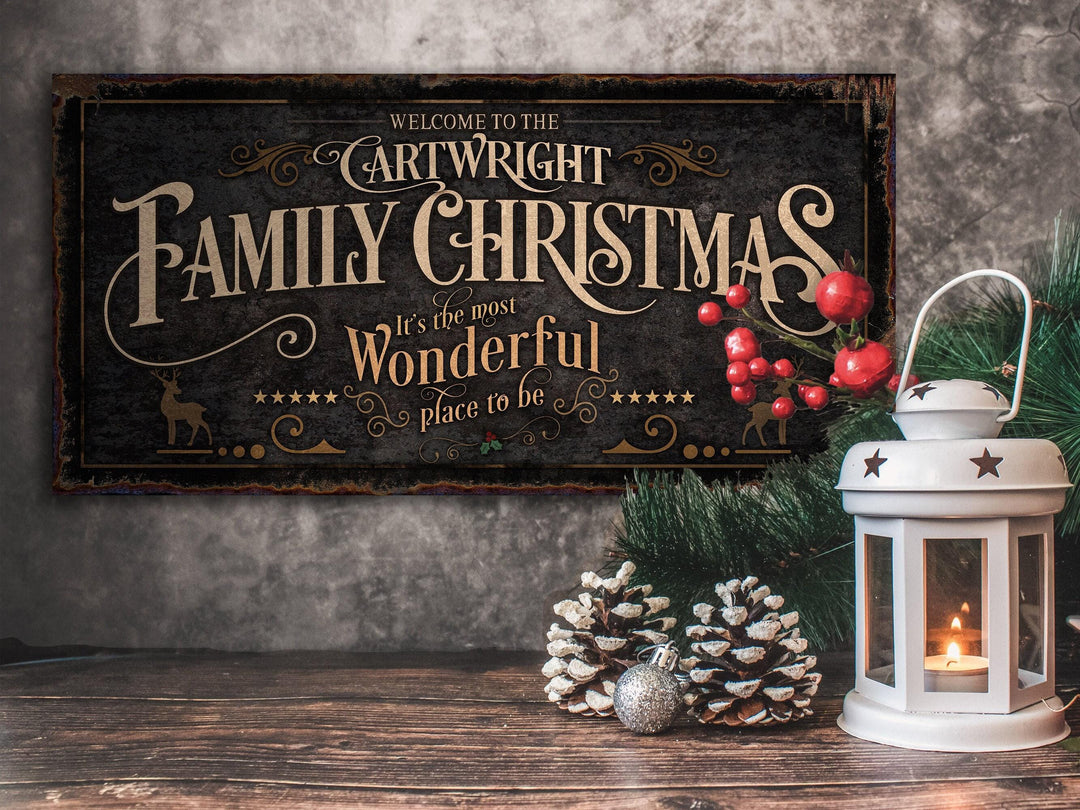 Family Christmas Sign | Christmas Decor Sign | Neutral Vintage Christmas Sign | Farmhouse Rust | Farm Wall Decor | Rustic Distressed Sign