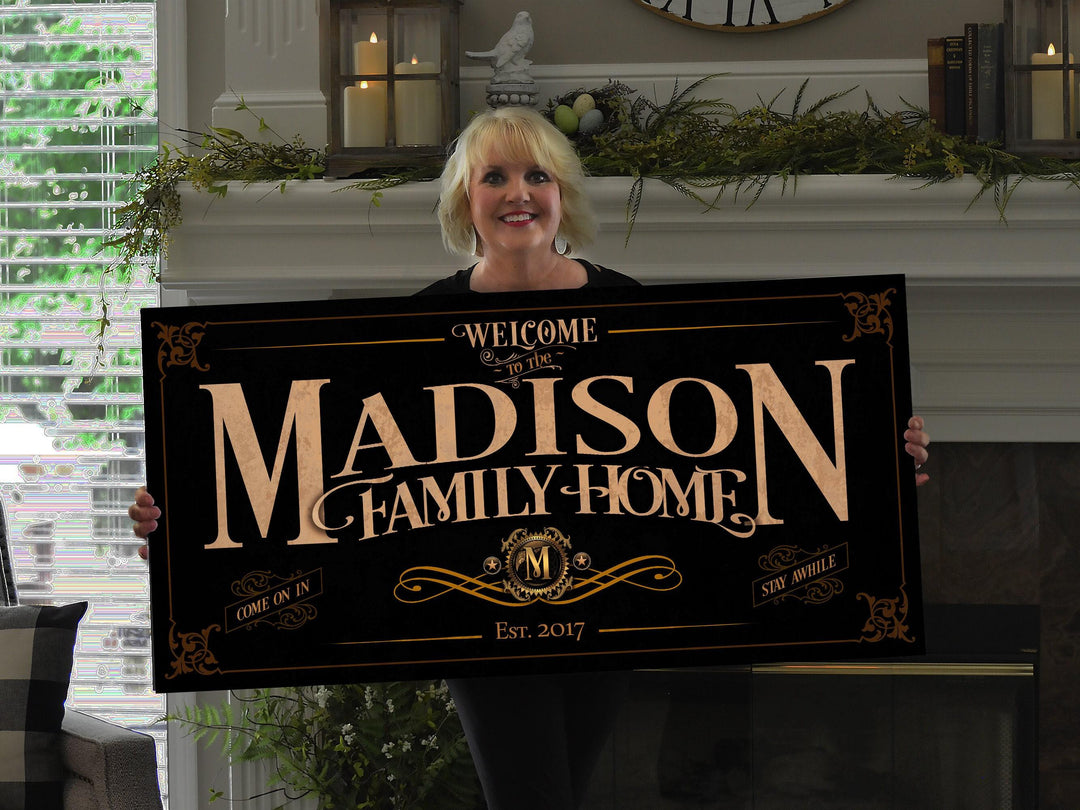 Personalized Family Name Sign on Metal or Canvas! | Custom Family Name Sign | Modern Farmhouse Sign | Vintage Home Decor | Custom Name Sign