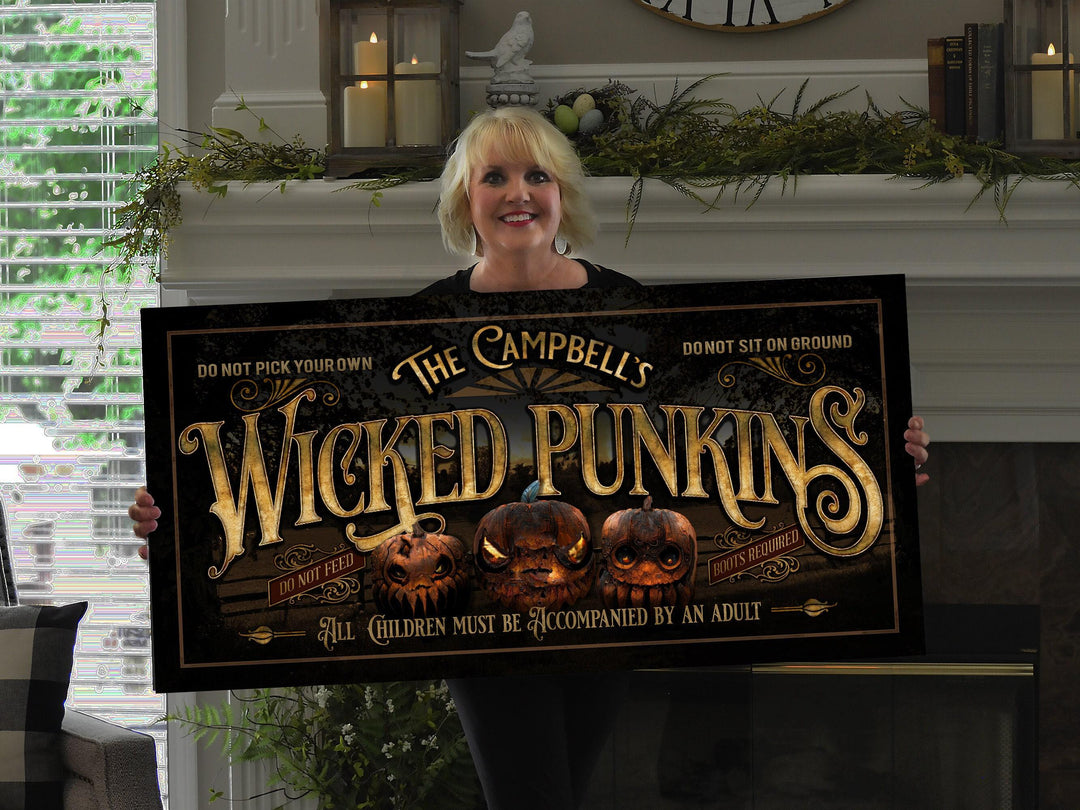 Custom Wicked Pumpkins Sign | Halloween Pumpkin Sign | Scary Halloween Sign | Pumpkin Farm | Pumpkin Patch | Vintage Personalized Sign