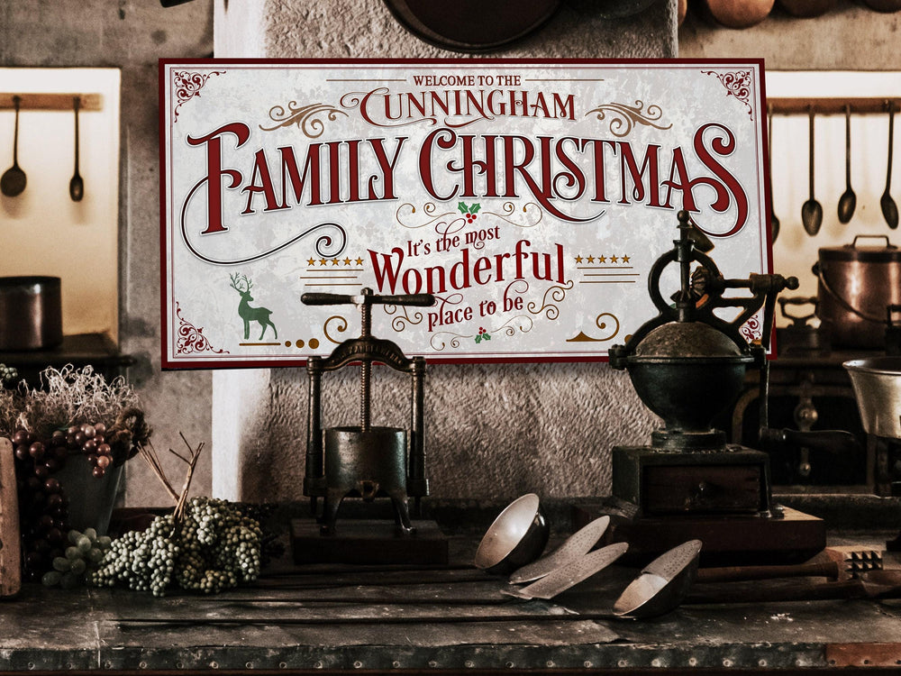 Family Christmas Sign | Christmas Decor Sign | Personalized Christmas Sign | Farmhouse Christmas | Farm Wall Decor | Lightly Distressed Sign