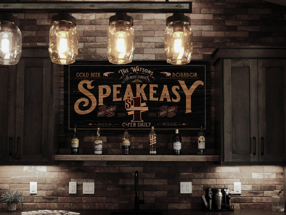Custom Speakeasy Sign | Family Bar Sign | Distressed Wood Grain Speakeasy | Family Name Speakeasy Sign | Personalized Name Patio Sign