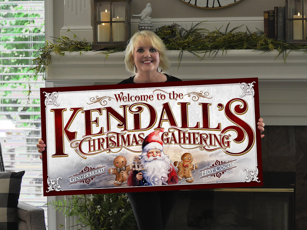 Personalized Christmas Gathering Place Sign | Santa Christmas Decor | Personalized Christmas Sign | Family Christmas Gathering Place Sign