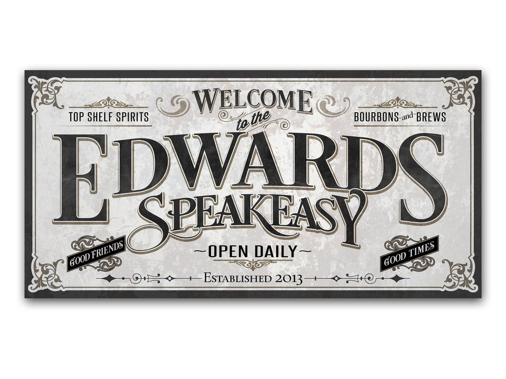 Personalized Speakeasy Sign | Customized Speakeasy Sign | Large Personalized Family Name Speakeasy Sign | Large Metal or Canvas Wall Art