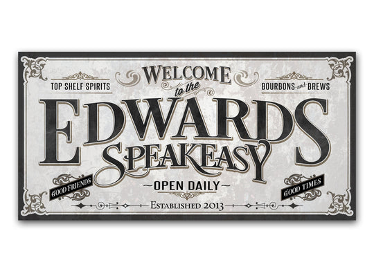 Personalized Speakeasy Sign | Customized Speakeasy Sign | Large Personalized Family Name Speakeasy Sign | Large Metal or Canvas Wall Art