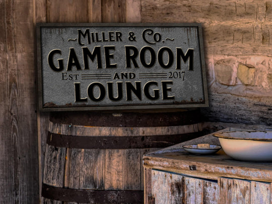 Primitive Game Room and Lounge Sign | Personalized Game Room Lounge Sign | Family Game Room Sign | Family Name Sign | Home Bar Sign