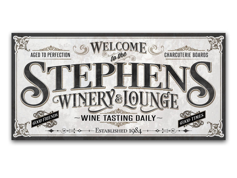 Personalized Wine Bar Winery Sign | Customized Lounge Sign | Large Personalized Family Name Wine Bar Sign | Large Metal or Canvas Wall Art