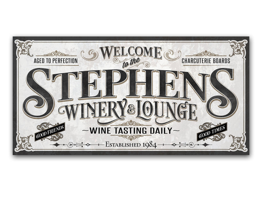 Personalized Wine Bar Winery Sign | Customized Lounge Sign | Large Personalized Family Name Wine Bar Sign | Large Metal or Canvas Wall Art