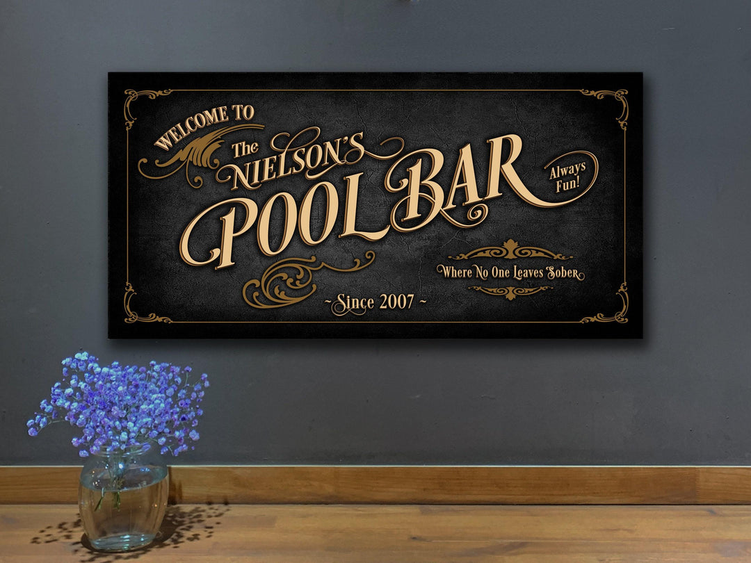 Pool Bar Sign Personalized, Bar Wall Decor, Personalized Bar Sign, Vintage Bar Signage