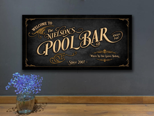 Pool Bar Sign Personalized, Bar Wall Decor, Personalized Bar Sign, Vintage Bar Signage