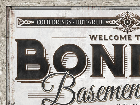 Personalized Basement Bar Sign - Metal or Canvas | Custom Basement Bar Sign | Personalized Family Basement Sign | Large Metal Wall Art