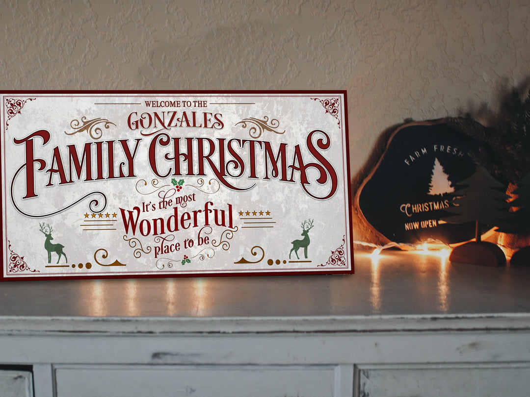 Family Christmas Sign | Christmas Decor Sign | Personalized Christmas Sign | Farmhouse Christmas | Farm Wall Decor | Lightly Distressed Sign