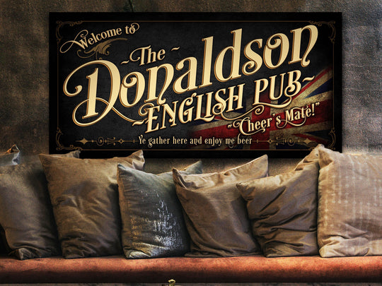Vintage English Pub Sign Personalized, Bar Wall Decor, Personalized Bar Sign, Vintage Bar Signage, Custom Family English Pub Bar Sign